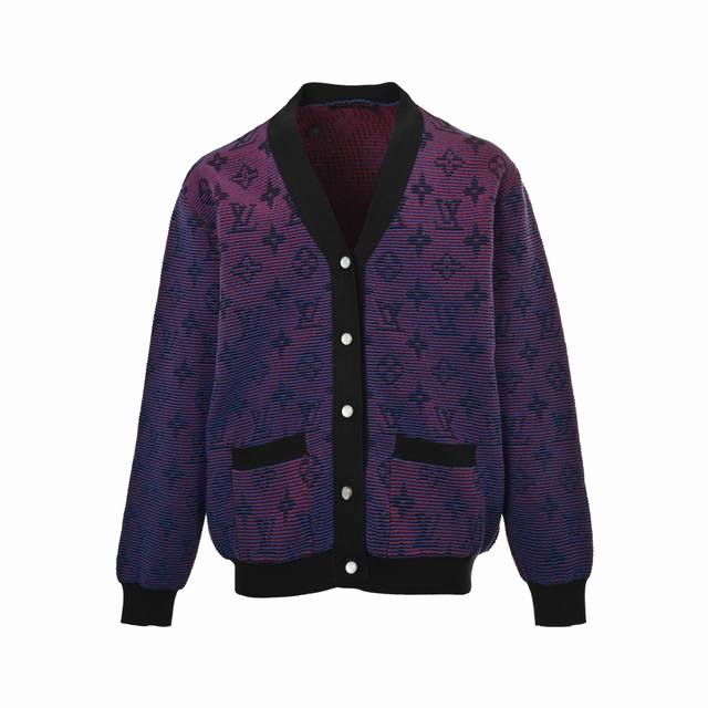 Louis Vuitton Gradient Jacquard Cardigan Sweater Custom-dyed and woven cloud-qui