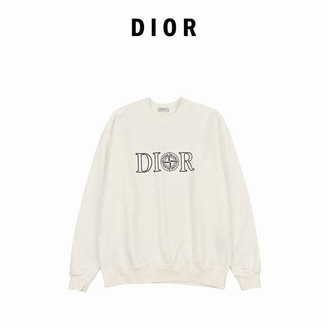 Dior x Stone Island Long-Sleeve Classic Print Crewneck SweatshirtHigh-end Editio