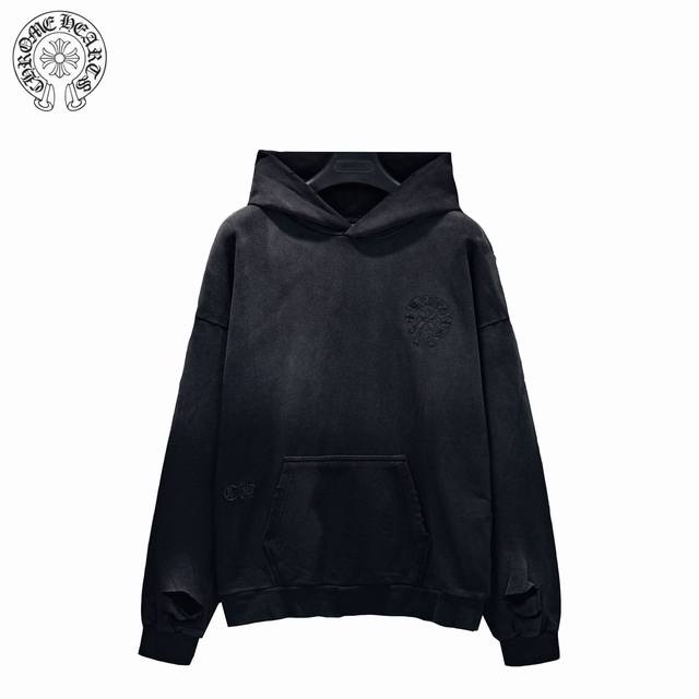 Chrome Hearts 25Fw Ripped Back Patch Hooded Sweatshirt features a custom-dyed te