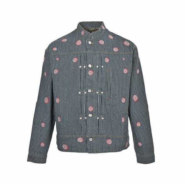 Louis Vuitton Sakura Embroidered Vertical Striped Denim Suit, same style as Jack