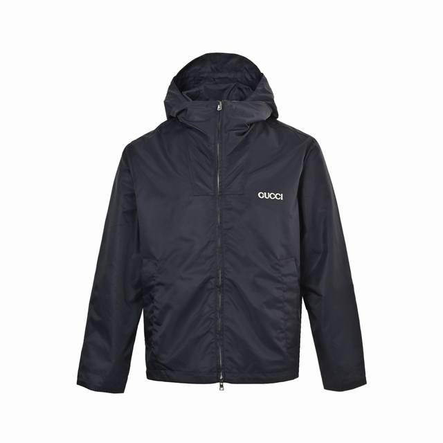 Gucci Twill Nylon Windbreaker Collar Hooded Jacket is made from a tightly woven