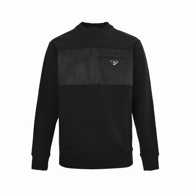 prada Prada Patchwork Zipper Round Neck SweatshirtPrada's round neck patchwork z