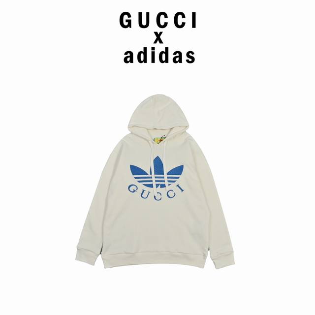 Gucci X Adidas 22Fw Collaborative Trefoil Hoodie . Woven and dyed off-white, 46