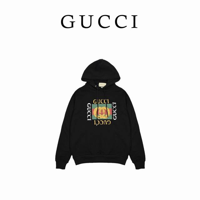 Gucci classic distressed square logo letter print hoodie Purchased Zp operation