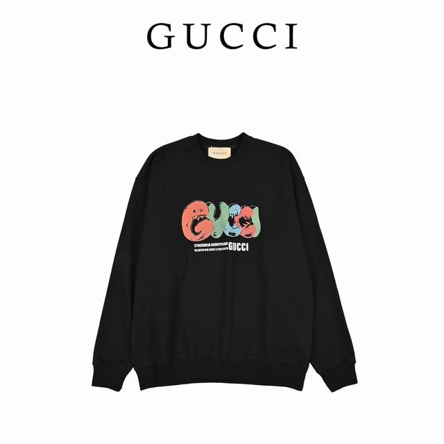 Cucci Gucci colorful letter print round neck sweatshirtClassic style cotton terr