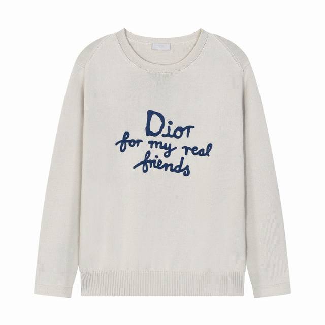 Dior's new embroidered knitted pullover crewneck sweater. Fabric: Crafted from a
