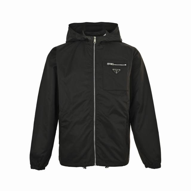 prada 25Fw pocket triangle logo windbreaker jacket. Custom recycled nylon fabric