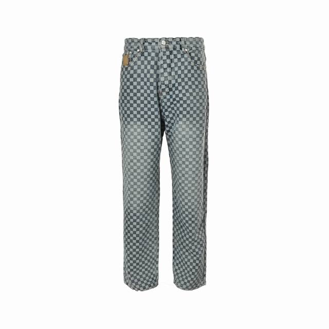 Louis Vuitton 25Fw Checkerboard Jeans . Breathable and comfortable after washin