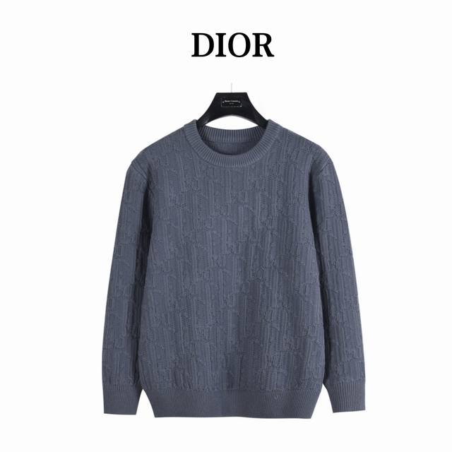 Dior Dior Cd all-over print grey jacquard crew neck sweater . Made from a blend