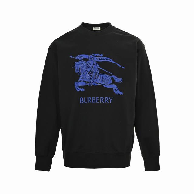 Burberry 25Fw blue warhorse print crewneck sweatshirt 480g premium combed cotton