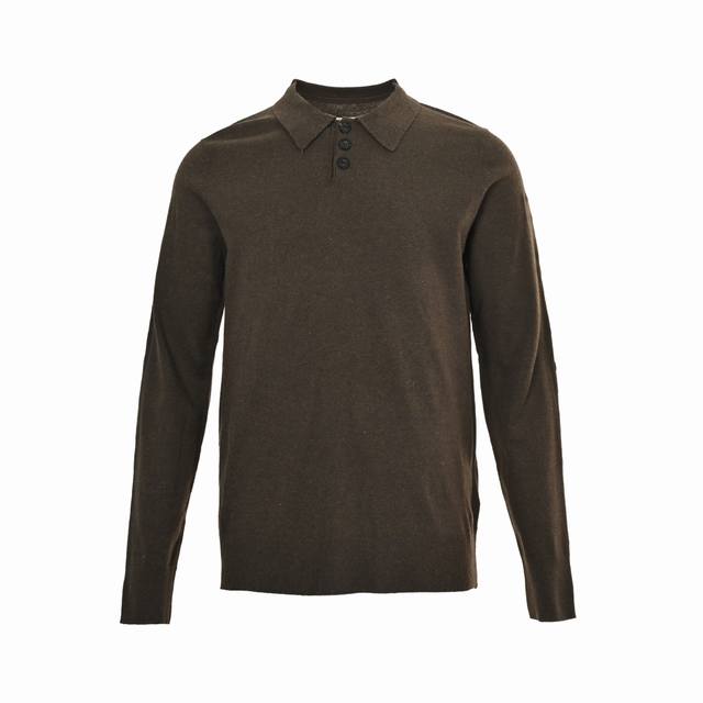 Maison Margiela 25Fw Suede Patch Wool Polo Sweater features custom-spun, mixed-c