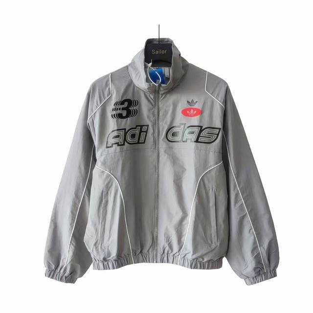 Real shot details + size chart Adidas stand collar sports loose long-sleeved jac