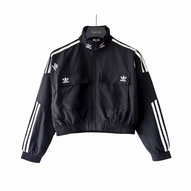 Real photos and details + size chart Adidas Adidas embroidered short zipper card