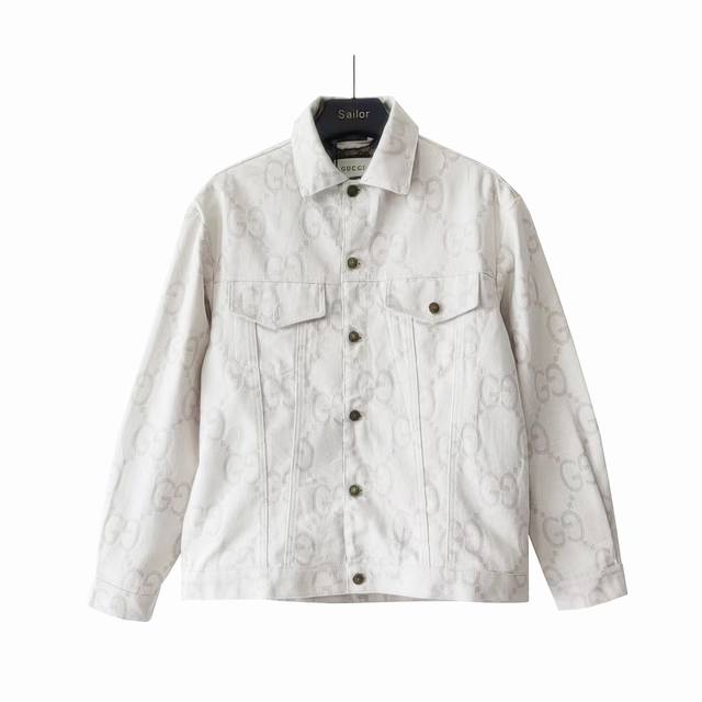 Actual photos and details + size chart Gucci ivory jacquard denim jacket featur