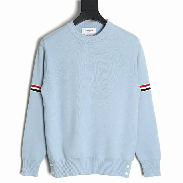 Thom Browne Tb 21Fw crew neck sweater with double sleeves and ribbon armband. Th