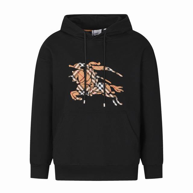 Burberry 's new autumn/winter hooded sweatshirt with a warhorse check appliqu