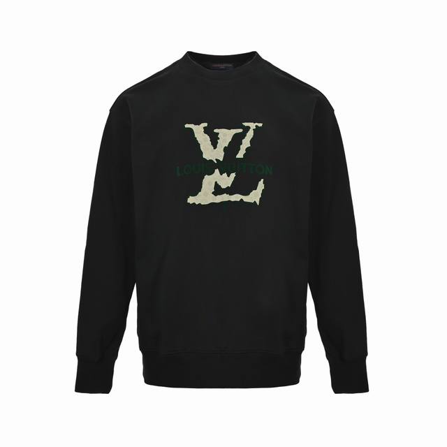 Louis Vuitton 25Fw flocked letter logo round neck sweatshirt 480g high-grade com