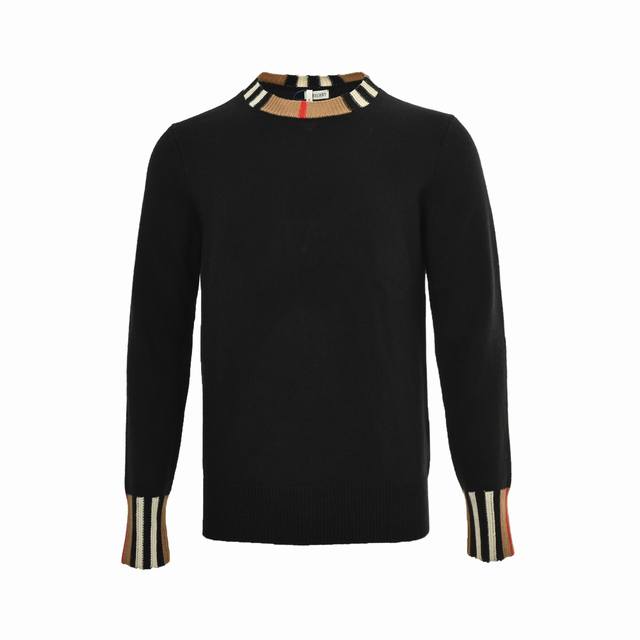 Burberry 25Fw plaid ribbed round neck sweater adopts a scientific ratio of three