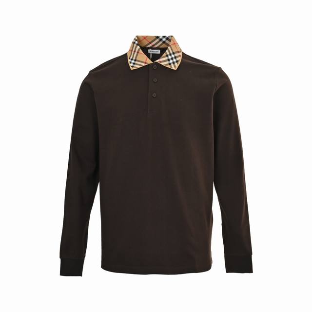 Burberry plaid lapel long-sleeved polo T-shirt is made of custom fabrics. Adding