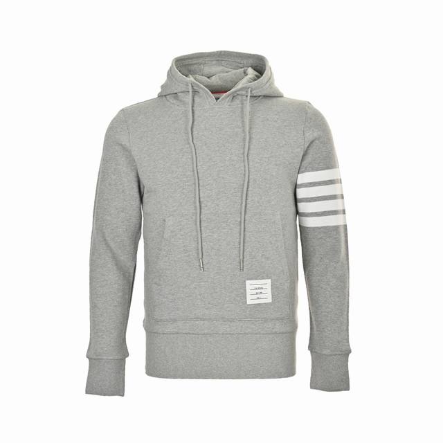 Thom Browne four-bar yarn-dyed hooded sweatshirt is made from a professionally w
