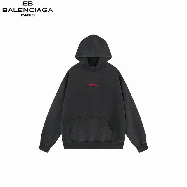 Balenciaga 25Ss front and back embroidered washed and distressed sweatshirt , t