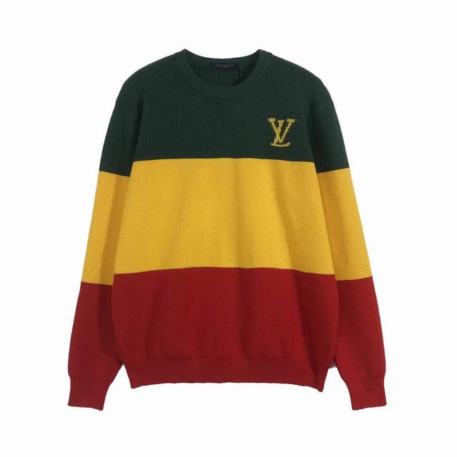 Louis Vuitton's three-tone casual crewneck sweater is custom-made from a modern