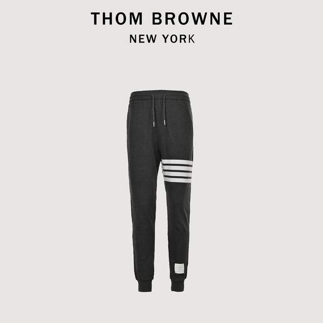 Thom Browne 24Fw four-bar striped yarn-dyed sports trousers dark gray Custom-wov