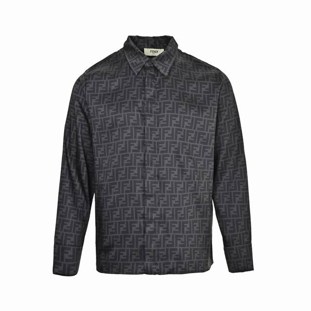 Fendi 25Fw double F jacquard all-over print long-sleeved shirtCustomized Lyocell