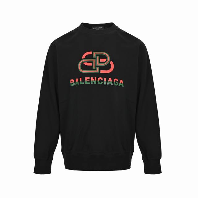 Balenciaga 25Fw round neck sweatshirt with lock button 480G high-grade combed co