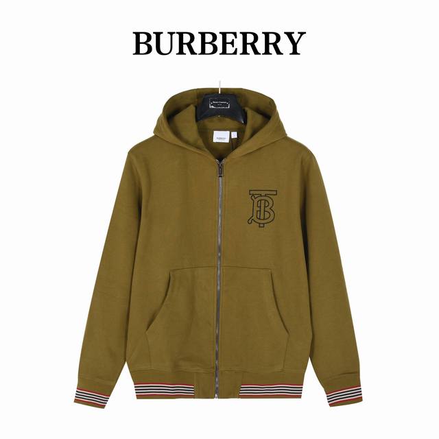 Burberry 24Fw Tb Embroidered Striped Fleece Zip-Up Hooded JacketMade of 500g bru