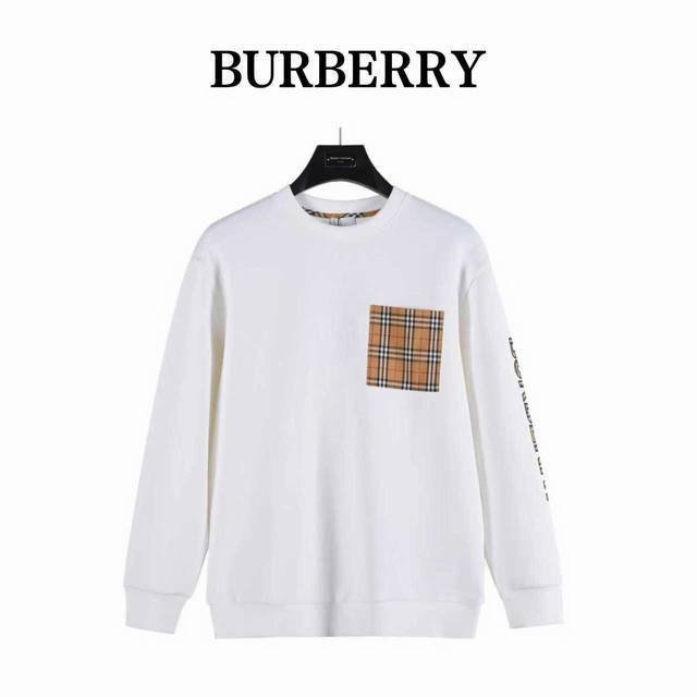 Burberry 25Ss Pocket Plaid Sleeves with Large Logo Logo Space Cotton SweatshirtC