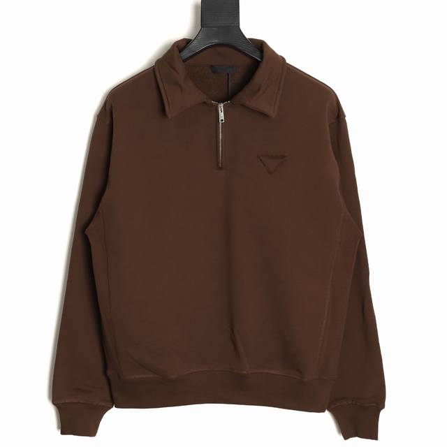 Prada 25FW fabric triangle zipper lapel sweatshirt (originally purchased for 20