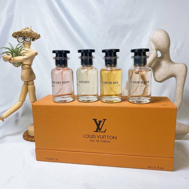 Lv perfume sample set (30ml, 4 pieces)! 4 x 30ml with spray nozzle. Scents: Rose