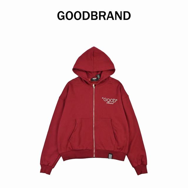 Goodbrand Pearl slogan loose zipper cardigan hooded sweatshirt long sleeve jacke