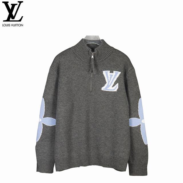Louis Vuitton 25Ss Half-Drawstring Jacquard SweaterThis new cotton knitted waist