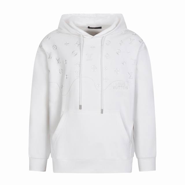 Louis Vuitton 25Ss hooded with a floral, digitally embroidered logo across the c