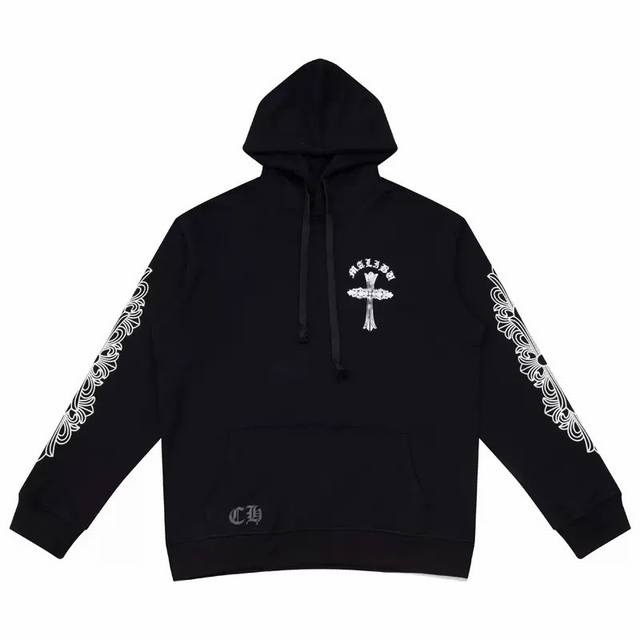High-quality Chrome Hearts graffiti horseshoe and cross print hooded sweatshirt