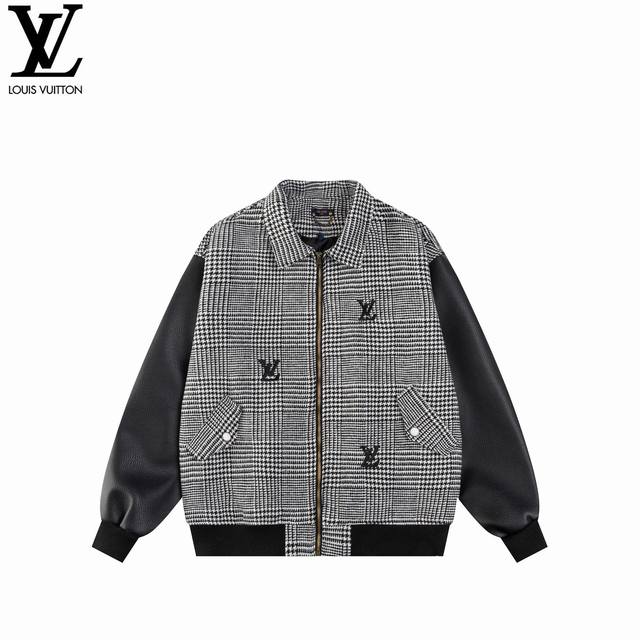 Louis Vuitton 25Ss British elegant leather baseball jacket Size: M-Xxl