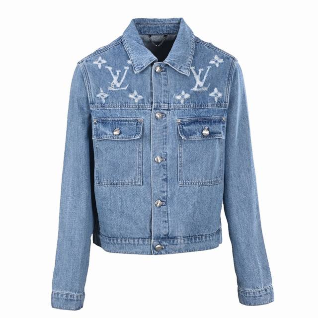 Louis Vuitton Lv washed ripped denim jacket Custom made of pure cotton denim, th