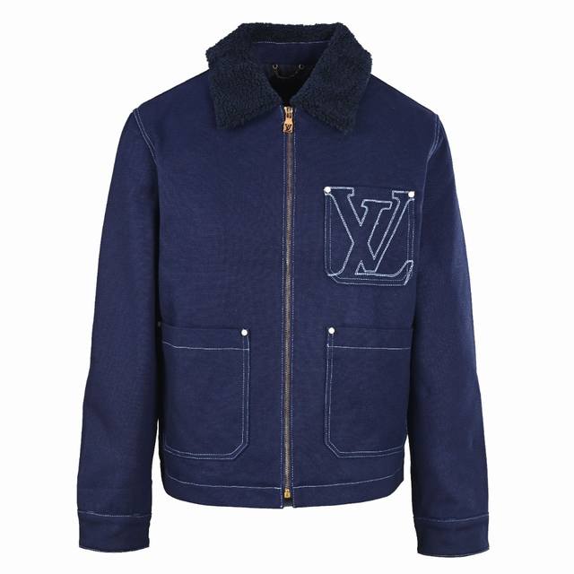 Louis Vuitton Lv 25 new blue fur collar denim work jacket authentic 28 purchased