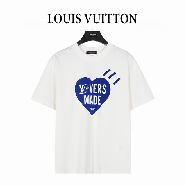 Louis Vuitton 25Ss heart flocked letter and portrait print short-sleeved T-shirt