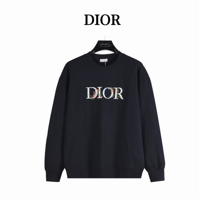 Dior 23Fw Gradient Floral and Lettering Embroidered Crewneck SweatshirtThis unis