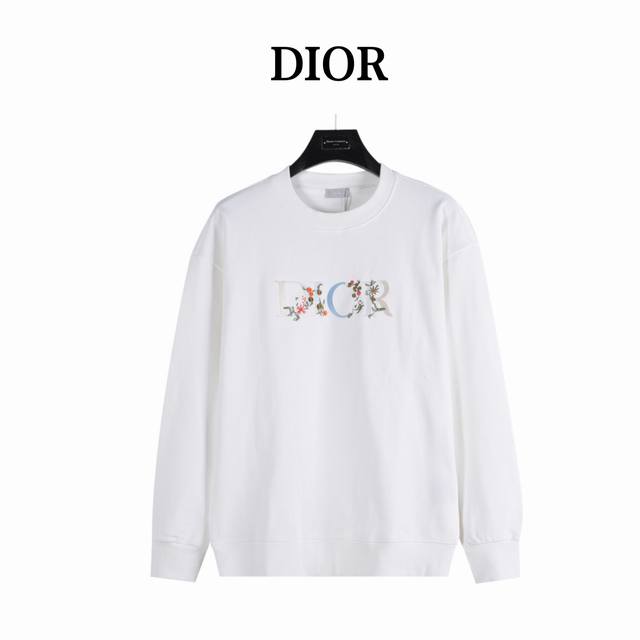 Dior 23Fw Gradient Floral and Lettering Embroidered Crewneck SweatshirtThis unis