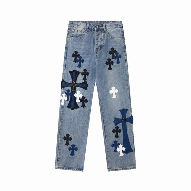 High-end Chrome Hearts Sexrecords series limited edition cowhide jeans, unisex.