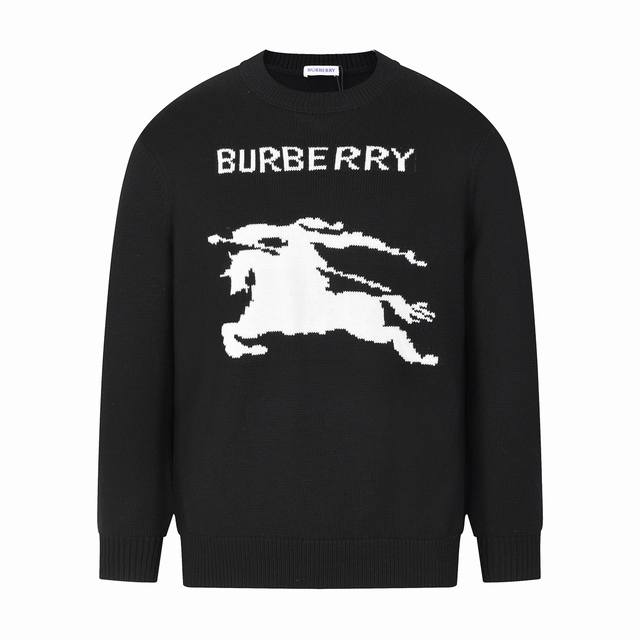 Burberry War Horse Cashmere Jacquard Sweater. Round Neck. . The chest features