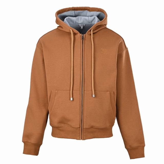 Loewe Khaki Hooded Sweatshirt with Small EmbroideryMade of imported high-weave c