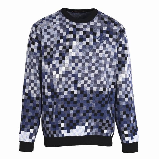Louis Vuitton Lv Gradient Mosaic Ribbed Jacquard Knit Crewneck SweaterPurchased