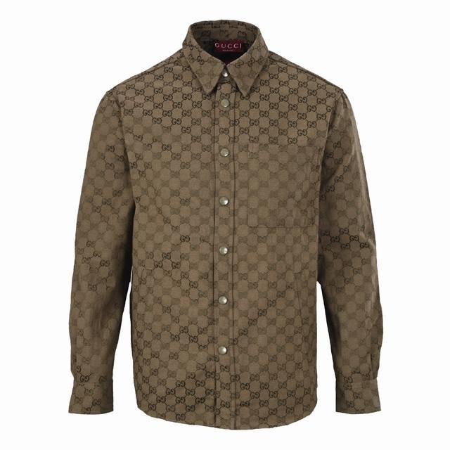 Gucci button-down floral double G all-over jacquard stand-up collar shirt jacket