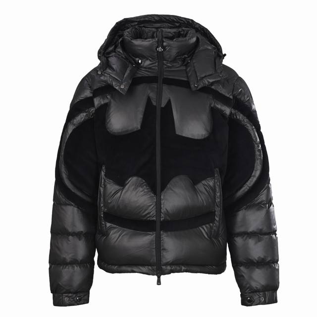 Moncler Mc Batman logo down jacket Customized ink-style premium carbon black coa