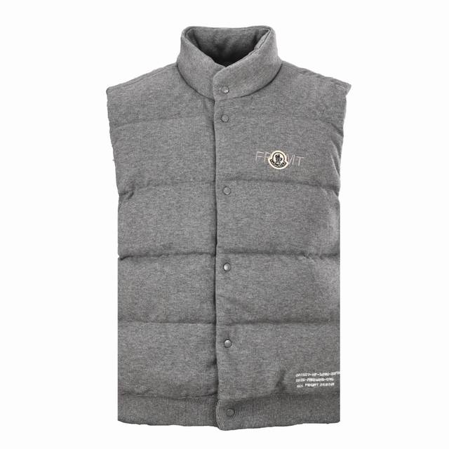 Moncler Mc co-branded small logo embroidered down vest is made of lightweight kn